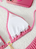 Triangle Halter String Bikinis 2026 Women Sexy Swimsuit Solid Ring Linked Swimwear Female Bathers Bathing Swimming Swim Suit