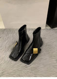 Designer Vintage Women Ankle Boots Fashion Square Toe Shoes Spring Autumn Flats Ladies Short Booties 2025