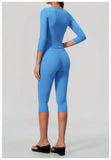 Fashion Mid Sleeve T-shirt Yoga Suits Tight Fitting Slim Sports Tops High Waist Peach Hip Mid Pants Gym Running Fitness Outfits