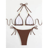 New Halter Pearls Bikini Women Swimwear Female Swimsuit Two-pieces Bikini set High Leg Cut Padded Bather Bathing Suit Swim K7194