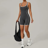 Summer New Gym Romper Padded Outdoor Sports Jumpsuit Hollow Open Back Yoga Suit Dance Sports Bodysuit Hip Lift Workout Yoga Sets