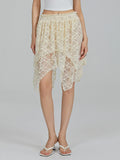 Women's Lace Skirts High Waist Irregular Hem Skirts Summer Korean Fashion Gothic Sexy Club Beach Skirts