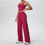 2PCS Yoga Set Women Tracksuit Nude Feeling Workout Sets Gym Clothes Push Up Fitness Running Sportswear Sport Straight tank suit