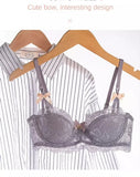 MOYISU French Romance Breathable and Comfortable Breathable Sexy Lace Not Empty Cup Bra Set Pure Desire Girl Super Beautiful