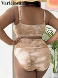 0XL - 4XL New Tie Dye Bikini Large Size Swimwear Plus Size Women Swimsuit Female Two-pieces Bikini set Bather Bathing Suit V5303