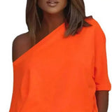 2 Pcs/Set Women Tracksuit One-shoulder Short Pants Solid Color Leisure Summer Top Set