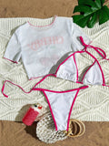 3 Pieces Brazilian Thong Bikinis 2026 Women Trikini Swimwear Female Halter Triangle Swimsuit & Tops Bathing Swimming Swim Suit