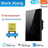 TNCE Tuya US Smart Wall Switch wifi or zigbee 1/2/3/4 Gang Wire Touch Sensor LED Light Button Smart Home voice Alexa Google Home
