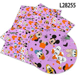 Halloween Disney Mickey Cartoon Print Artificial leather DIY Earring Hair Bow Bag Crafts  faux Leather  22X30CM litchi
