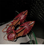 NASBAVI Designer Sandals Women Shoes Narrow Band Sexy Sandals Kitten Heels Pointed Toe Ladies Concise Footwear Summer Red Shoes