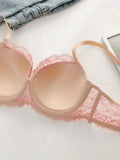 Women's Pink Lace Bra and Panty Set  Soft Floral Lace Everyday Comfort Perfect for Casual Wear sexy Lingerie set B2631