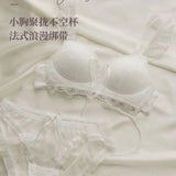 Japanese Kawaii Heart Print Lingerie, Sweet Wireless Bralette Set for Small Breasts, Comfortable Anti-Sagging Everyday Bra Set