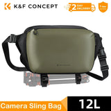 K&F Concept 12L/10L Camera Sling Bag Waterproof Travel Photography Shoulder Bag For Canon Sony DSLR Camera Case Tripod Holder