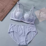 Parisian-Inspired Sheer Bralette Rabbit Cup Push-Up Bra Set Big Bust Support with Anti-Protrusion Padding Summer Thin Steel Ring