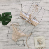New Bandage Stripes Brazilian Bikini Swimwear Women's Swimsuit Two Piece Set Female Sexy Lace up Mujer Beachwear Summer