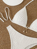 Triangle Halter String Bikinis 2026 Women Sexy Swimsuit Solid Ring Linked Swimwear Female Bathers Bathing Swimming Swim Suit