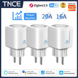 TNCE TUYA EU Plug wifi or zigbee3.0 Smart Socket 16/20A Power Monitor Timing Function Voice Control Works With Alexa Google Home