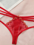 Women's sexy thong flower embroidery lace low waist seamless fun transparent ultra-thin comfortable close fitting underwear C954