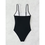 S - XL Splicing Backless High Leg Cut One Piece Swimsuit Women Swimwear Female Padded Monokini Bather Bathing Suit Swim V6789