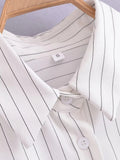 Foridol White Stripe Shirt Dress Women Autumn Spring Slit Casual Oversize Single Breasted Turn Down Collar Short Summer Dress