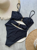 Sexy Red One Piece Swimwear Women Removable Shoulder Strap Ring Linked Bikini Monokini 2026 Backless Hollow Out Beach Swimsuit