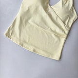 Sexy V-neck Cross Halter Neck Yoga Vest Sleeveless Sports Bra with Chest Pad Naked Sense Fitness Top with Beauty Back Design for