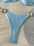 Metal Buckle Satin Bikini Women Micro Thong Swimwear Female Swimsuit Two-pieces Bikini Set High Cut Bather Bathing Suit Swim