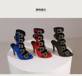 10cm Ultra High with Open Toe Multiple Buckle Strap Belt Sexy Club High Heels Summer Shoes Gladiator Cool Boots Sandals Women
