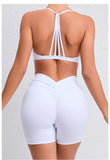 Women's 2-Piece Yoga Sets High Waist Seamless Shorts  Hip-Lifting & Backless Gym Leggings Quick Dry Workout Fitness Suits