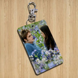 classic Twilight Saga Edward Rectangle ID Card Case Keychain Access Card Bag Key Tag Ring Leather Card Holder Key Ring Access