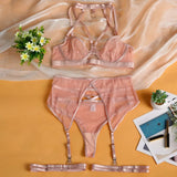 Toucheart Fantasia Lingeries Sexy Female Seamless Bra Kit Push Up Tulle Transparent Underwear Suspenders Complete Lace Bra Sets