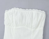 White Lace Dress Women Strapless Sleeveless Short Summer Dress Corset Cotton Mini Beach Casual Vestidos Party Dress 2025
