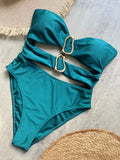 Sexy Red One Piece Swimwear Women Removable Shoulder Strap Ring Linked Bikini Monokini 2026 Backless Hollow Out Beach Swimsuit