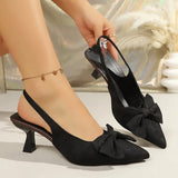 Fashion Design Stiletto High Heel Sandals Women Sexy Pointed Toe Printed Mules Sandals Woman Plus Size 43 Bowknot Party Shoes
