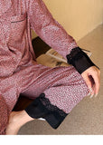 2026 Pajamas for Women Ice Silk Sexy Lace Small Leopard Print Long Sleeve Home Clothes Pajamas Set Can Be Weared Outside