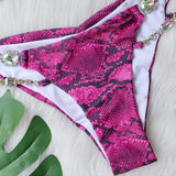 Bikini 2026 Sexy Snakeskin Print Luxe Crystal Diamond Chain Swimwear Swimsuit Women Bikinis Set Bathing Suit Beach Bikini Female