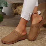 Lightweight Wedge Heel Mules Slippers Women Summer Hollow Out Slides Shoes Woman Plus Size Thick Sole Outdoor Sandals Female