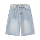 Summer Women Wide Leg Cropped Jeans High Waist Loose Fit Mid Pants Daily Casual Denim Pants Streetwear