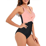 Sexy Stripe Patchwork Swimwear Women 2026 V-neck One Piece Bikini High Waist Slim Monokini Summer Suspender Backless Beachwear