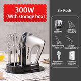 SUNATUR 300W Electric Hand Mixer - 5-Speed Egg Beater with Storage Base&Stainless Steel Attachments
