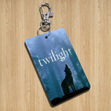 classic Twilight Saga Edward Rectangle ID Card Case Keychain Access Card Bag Key Tag Ring Leather Card Holder Key Ring Access