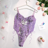 Bikini Fashion Sexy Butterfly Embroidery Slim-Fit Sexy All-Match Jumpsuit for Women