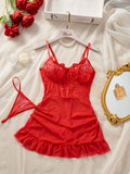 A Set Of Corset-style Lace Nightgowns Steel Ring Push-up Breast Shapewear Underwear Pajamas Ms elegant Irregular Fishtail drees
