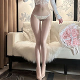 Sexy Transparent Smooth Pure Desire Charming Pantyhose Nightclub Wear For Woman Pantyhose Open-crotch Thin Silky Soft Charm QWJX
