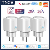 TNCE TUYA Smart Plug WiFi or Zigbee3.0 Socket EU 16/20A With Power Monitor Timing Function Voice Control Works Alexa Google Home
