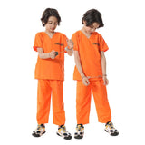 Halloween prison uniforms, prisoner costumes, children's orange prison uniforms for masquerades, black and white striped prisone