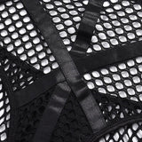 Toucheart Erotic Halter Bodysuit Large Mesh Splicing Andheavy Craftsmanship Women Hollow Seductive Intimate Hot Private Bodysuit