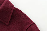 Foridol Autumn Winter Thick Burgundy Coat Jacket Women Zip Closure Turn Down Collar Short Jacket Veste Casual Angola Red Coat