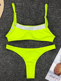 Sexy Neon Yellow Ribbed Brazilian Bikini Women Swimwear Female Swimsuit Two-pieces Bikini Set High Cut Bather Bathing Suit Swim