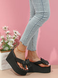 11cm Wedge Flip Flops Sandals For Women Summer Platform Shoes Cute Bow Light Weight Girls Sexy High Heels Fashion Beach Slippers